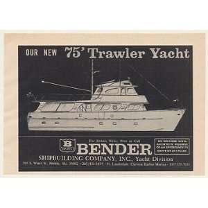  1969 Bender 75 Trawler Yacht Boat Print Ad (46121)