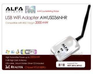 ALFA AWUS036NHR USB Wireless WiFi N Adapter RTL8188RU  