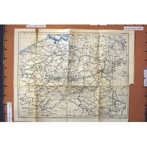  1885 BELGIUM ANVERS BRUXELLES LILLE LIEGE BRUGES MAP