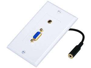   Video + 3.5mm Stereo Audio Wall Face Plate Gold for PC New   White