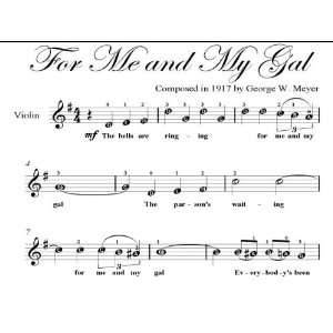  For Me and My Gal Easy Violin Sheet Music George W Meyer Books