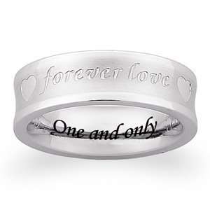  Stainless Steel Forever Love Engraved Couples Band, Size 