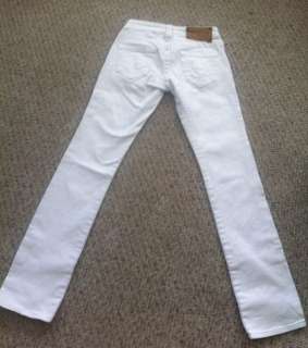 True Religion white denim straight leg jeans pants disco skinny billy 
