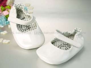 A367 new toddler baby girl white crib shoes size 4  