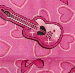 GUITARS~LOVE HEARTS~MUSIC NOTES~PINK Background~Fat 1/4  