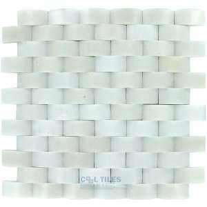  1 x 2 pillowed tile in thassos white polished 12 x 12 