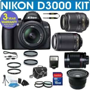 Nikon D3000 Digital Camera + Nikon 18 55mm VR Lens + Nikon 55 200mm VR 