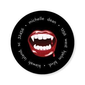  Vampy Lips Round Halloween Stickers