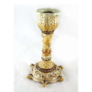   Crystals Hand Painted Floral Enamel Vintage Style Candle Holder