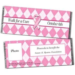  Argyle Pink Ribbon Personalized Photo Candy Bar Wrappers 