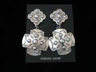 Auth.Native American Indian Silver Stamped Earrings  