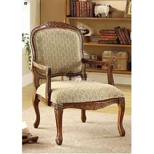  Quintus Fabric Accent Chair with Antique Oak Finish: Home 