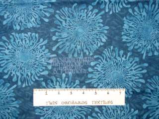 ANDOVER Asian Mums Cotton Fabric Dark Blue 1.16Yds  