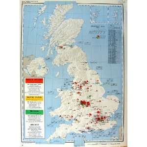   Map Britain Ireland 1963 Motor Employment Engineering