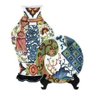  Oriental Vase And Plate by Pat Woodworth. Size 20 inches 