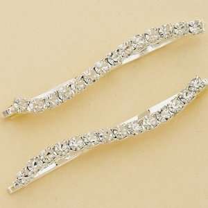  1 Row Crystal Curved Silver Bobby Pins: Beauty