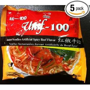 Unif 100 Instant Noodles  Artificial Spicy Beef Flavor 3.80oz/108g 