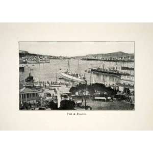  1913 Print Piraeus Greece Athens Port Cruise Ship Marine 