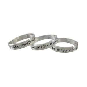    JOHN 3:16 Engraved Silvertone Adjustable Stack Rings: Jewelry