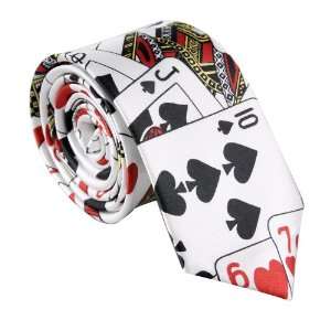  Polyester Narrow Neck Tie Skinny Playing Cards Pattern 