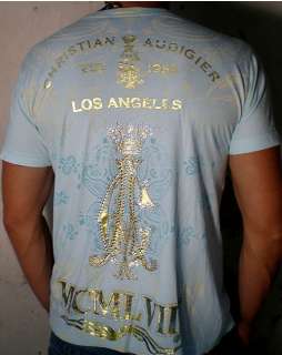 Christian Audigier TRUST Tee Shirt NEW Sky Blue   XL  