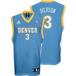 Allen Iverson Blue adidas NBA Light Kids 4 7 Replica Denver Nuggets 