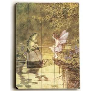  Wood Sign Fairy & Frog by unknown. Size 20.00 X 14.00 Art 