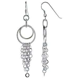   Outs Fish Hook Dangling Earrings, w/ Rolo type Chain, 3 (76mm) tall