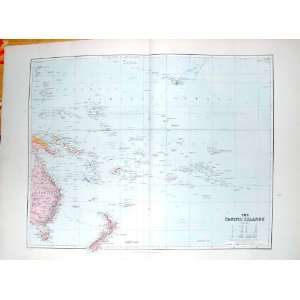  STANFORD MAP 1904 PACIFIC ISLANDS FIJI SOCIETY SOLOMON 