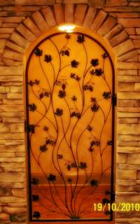 Iron Wine Cellar Door Gate Real Grapevine Grapes with Hardware, Hinges 