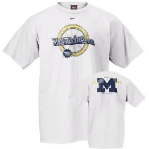   Michigan Wolverines White Branded School T shirt: Sports & Outdoors