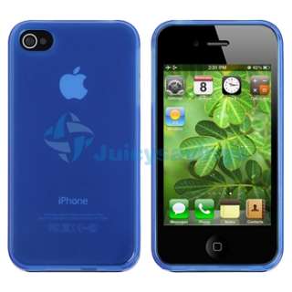   iPhone 4 4S 4G 4GS G BLUE CASE+PRIVACY FILM+CAR+WALL CHARGER  
