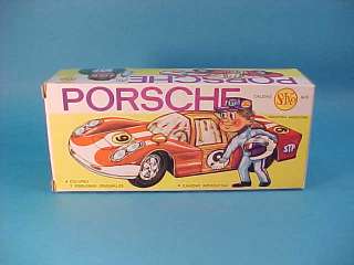 1970s PORSCHE CARRERA RACING CAR #1 TIN LITHO BOX ARG  
