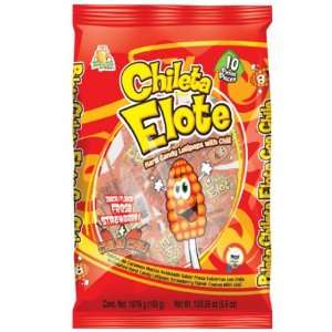 El Azteca Chileta Lollipops, Strawberry Chili Flavored, 10 Count Bags 