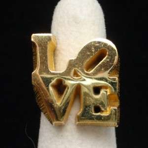   Ring Vintage Robert Indiana Op Art Iconic Goldtone Size 3 1/2  