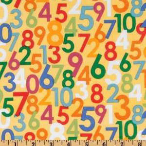 44 Wide Back To School Numbers Yellow Fabric By The Yard 