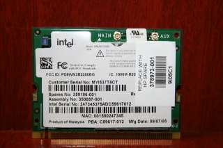 WIFI NETWORK CARD INTEL HP DV4000 802.11B/G 378973 001  