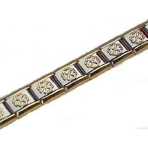  Premium Gold Edge CLOVER Italian Charm Bracelet Jewelry