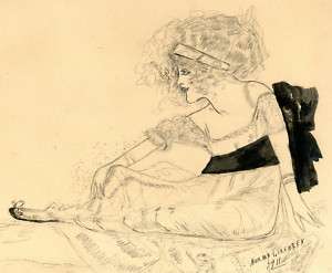 ANTIQUE 1911 NOUVEAU DECO ANGEL CUPID GIRL ARTWORK  