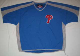 Philadelphia Phillies Sewn Mens Pullover Jacket Large Blue SS  