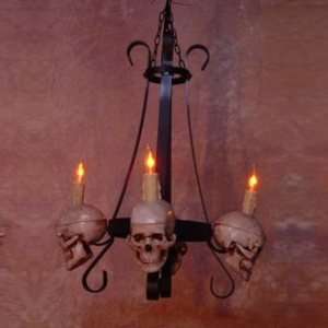  Metal Chandelier with Four Small Skulls