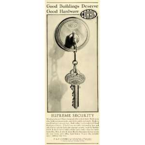  1928 Ad P & F Corbin Hardware Key Door Cylinder Lock Knob 
