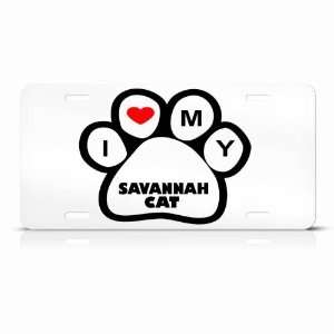 Savannah Cats White Novelty Animal Metal License Plate Wall Sign Tag
