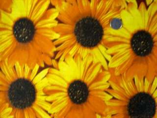 YELLOW SUNFLOWER DAISY FLORAL COUNTRY SUMMER BLEND SEW CRAFT FABRIC 