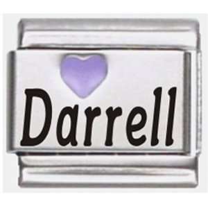    Darrell Purple Heart Laser Name Italian Charm Link Jewelry