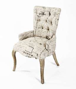 Iris Tufted Vanity Dining Chair with Literary French Script  