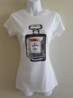 Womens White Love Potion Perfume Bottle T Shirt New  