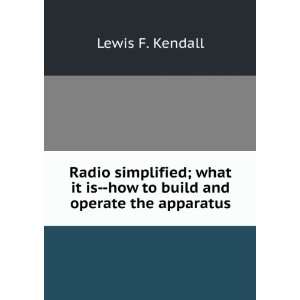   it is  how to build and operate the apparatus Lewis F. Kendall Books