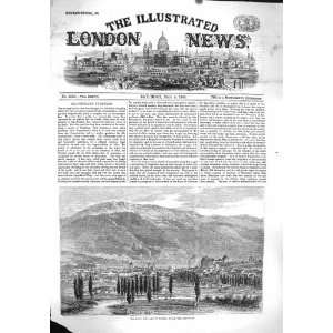  1860 TOWN LAKE ANNECY SAVOY MOUNTAINS ANTIQUE PRINT