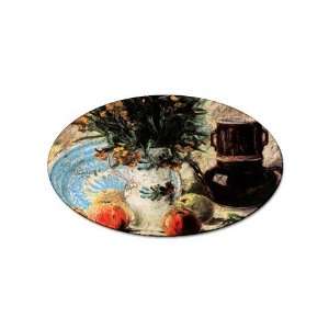   Coffeepot and Fruit By Vincent Van Gogh Oval Sticker: Everything Else